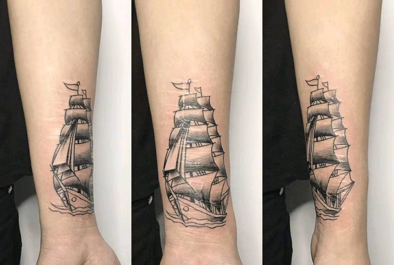 old school未完成纹身图片_手部手臂Old School纹身图案