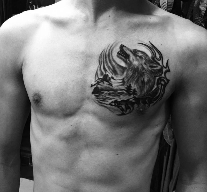 客人自带图（狼头）纹身图片