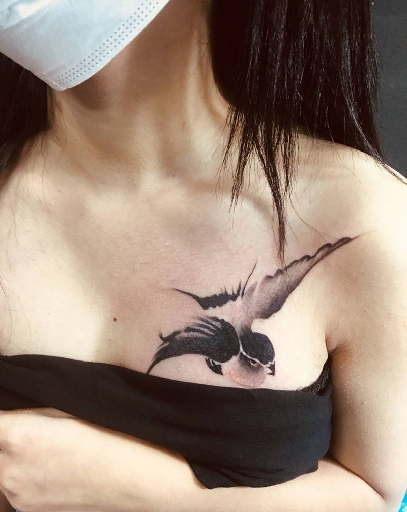 燕子，遮盖纹身图片