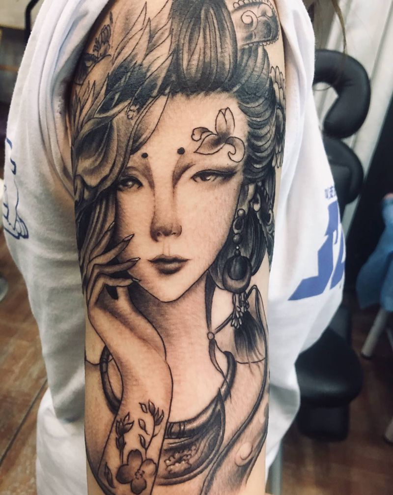 艺妓遮盖纹身图片_手臂纹身图案