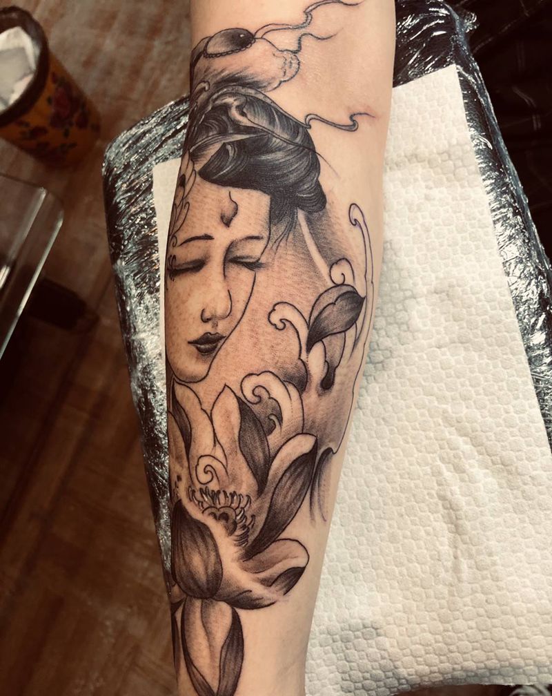 艺伎纹身图片_手臂脚部新传统纹身图案