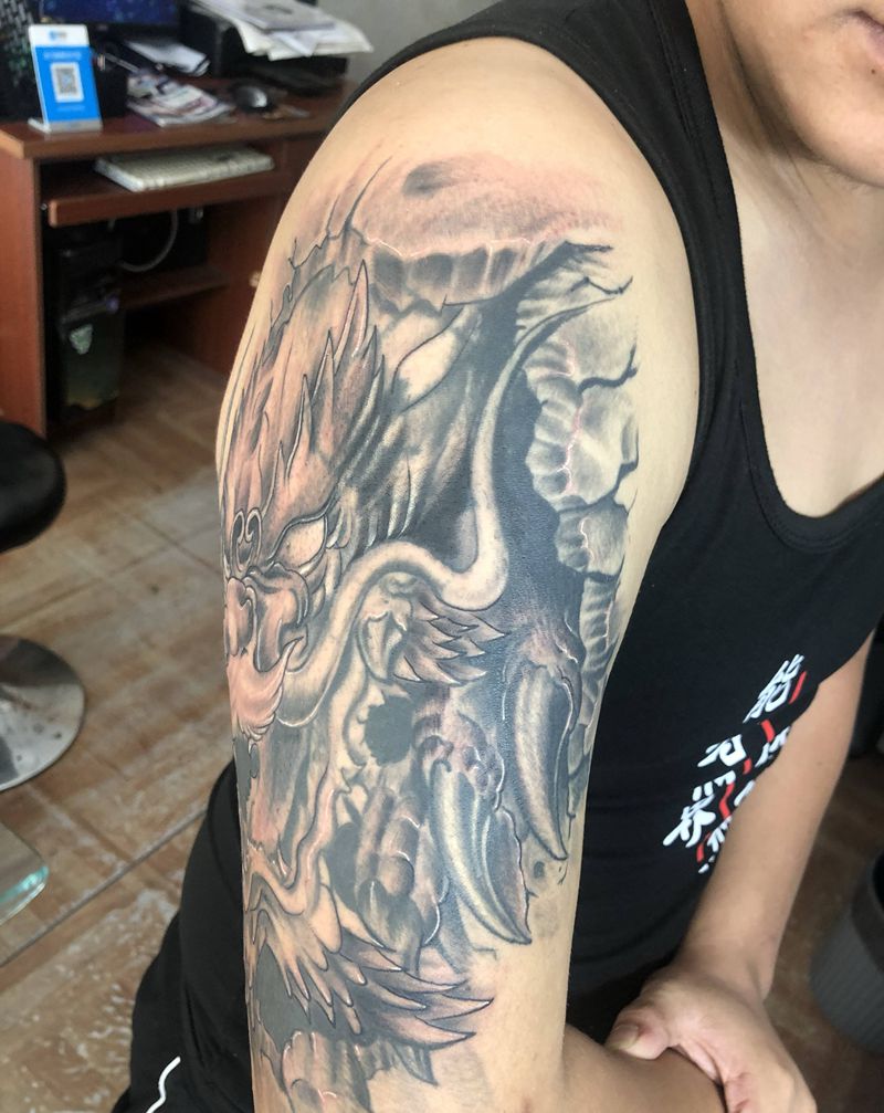 龙头纹身图片_手臂纹身图案