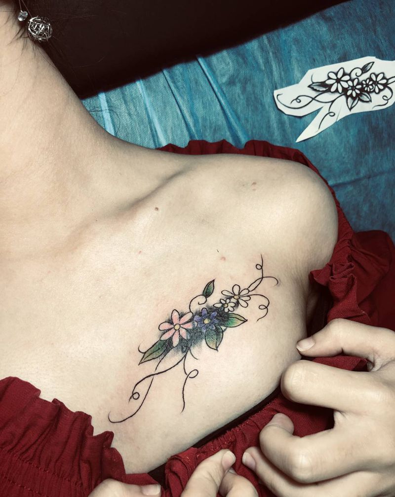 遮盖纹身图片_胸部纹身图案