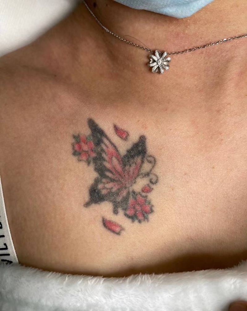 皮秒君洗纹身纹身图片_胸部Old School纹身图案