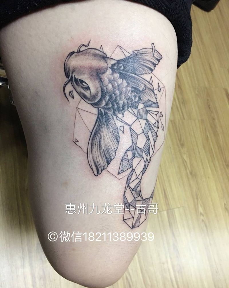 几何鱼纹身图片