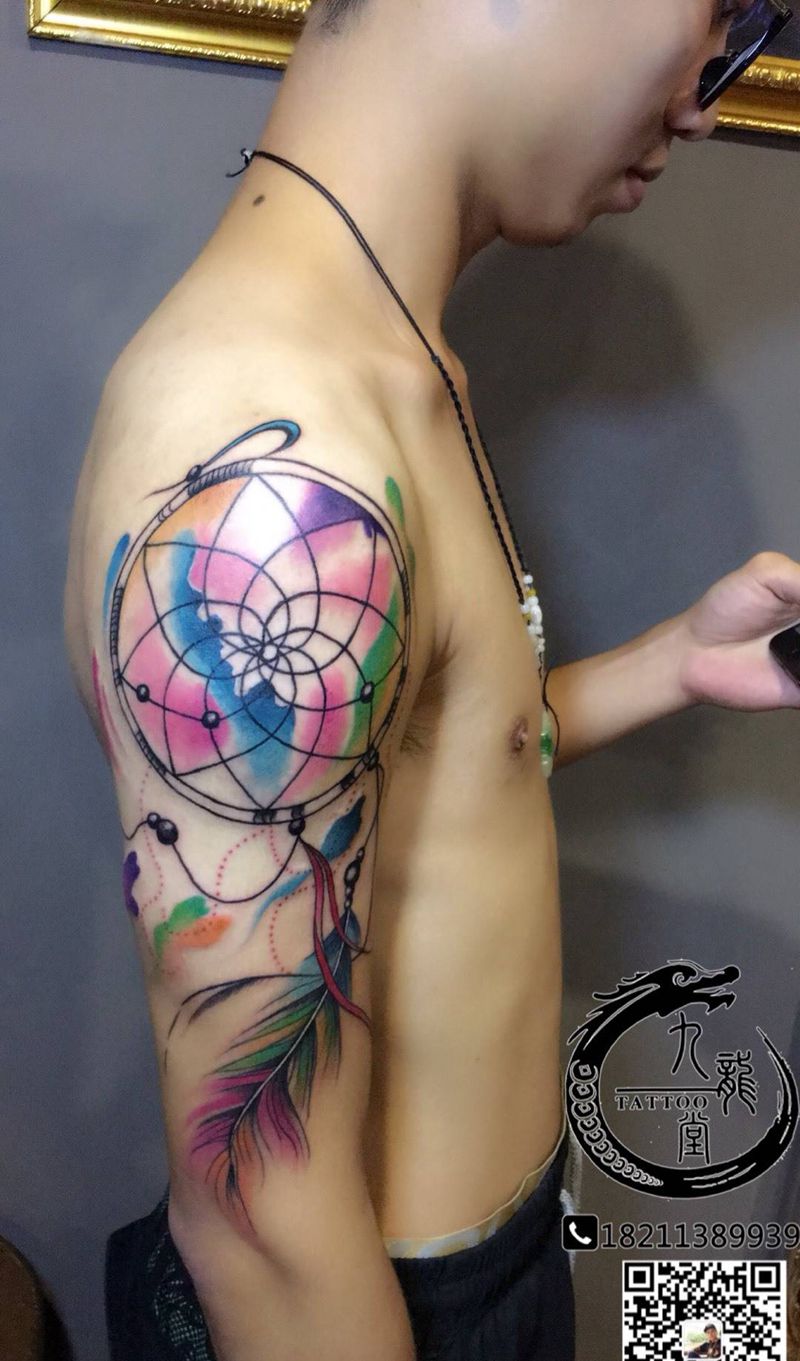 捕梦网纹身图片