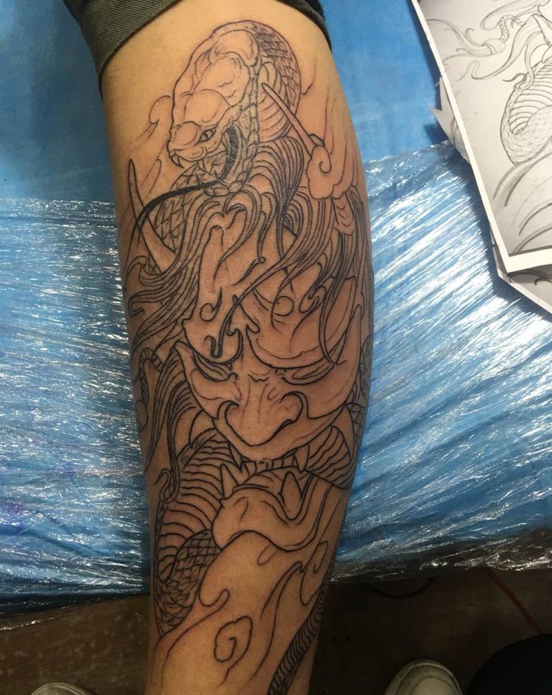 般若线条纹身图片