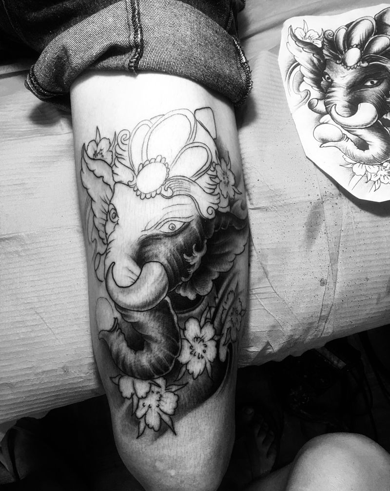 象神未完纹身图片