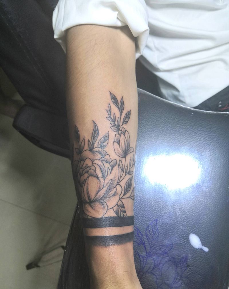 素花手环。纹身图片_手臂纹身图案