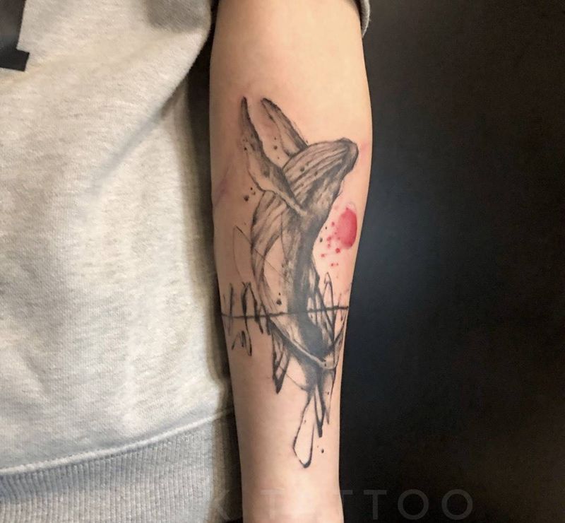 水墨鲸鱼纹身图片