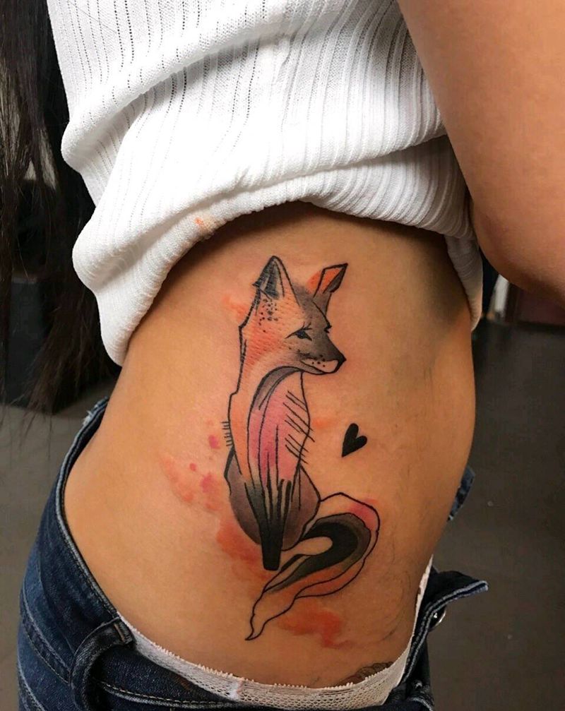 狐狸纹身图片_清新成品纹身图案