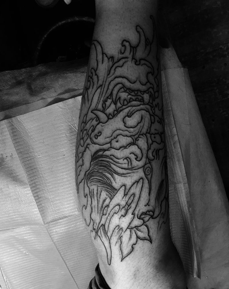 般若线条纹身图片