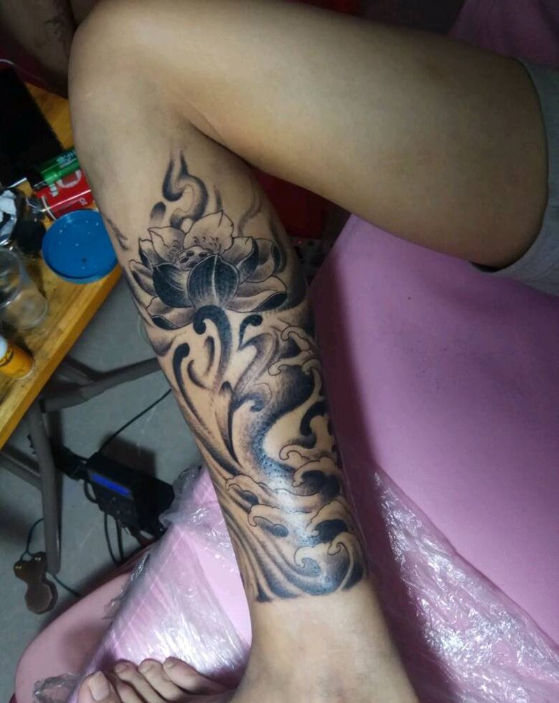 遮盖，包小腿纹身图片