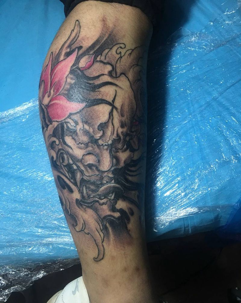 小腿般若纹身图片