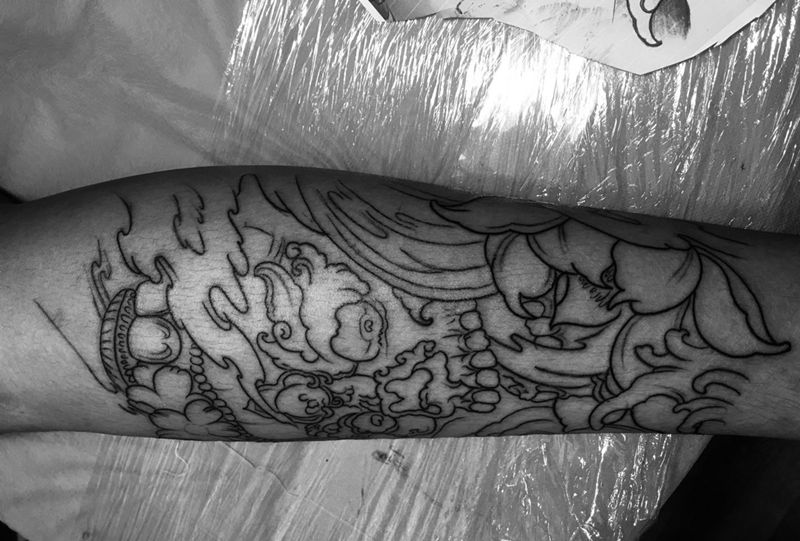 般若线条纹身图片