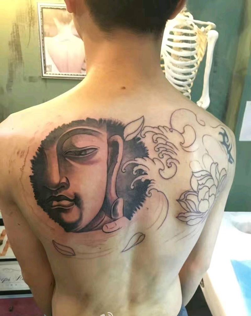 DJ阿帽纹身图片_背部手臂传统肖像鬼神原创成品纹身图案