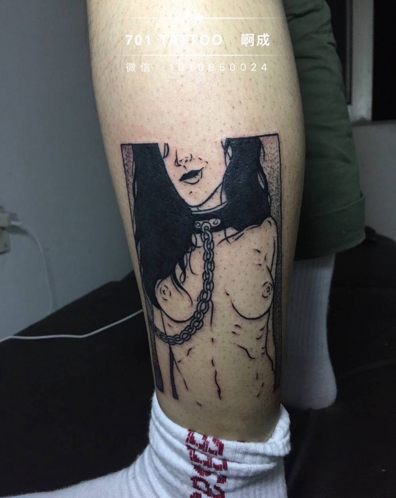 人物点线面纹身图片