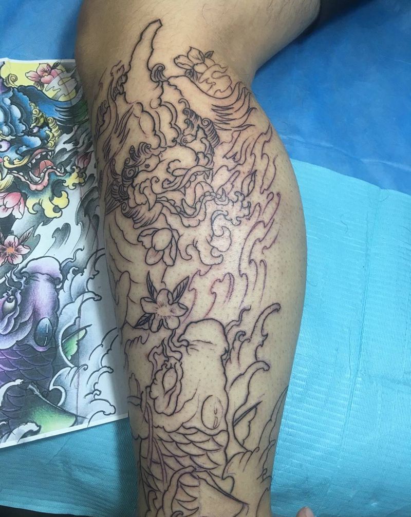 包小腿纹身图片