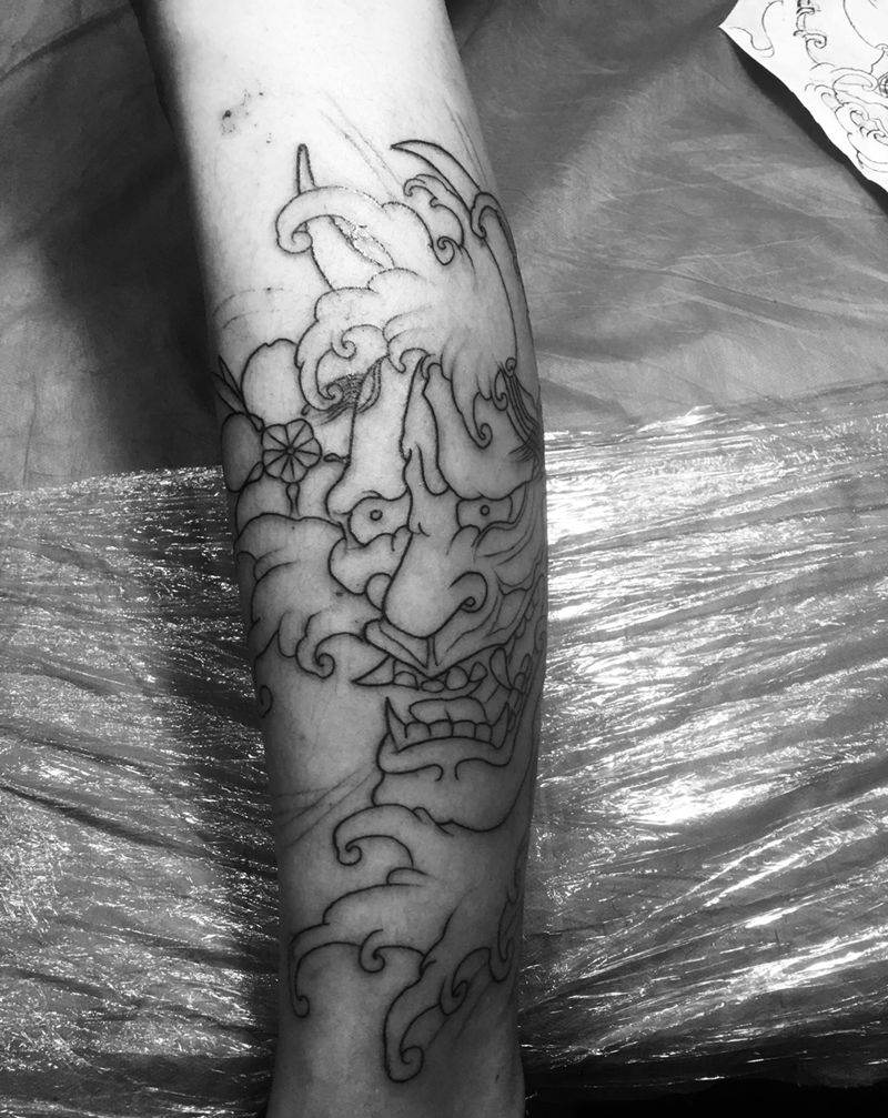 般若线条纹身图片