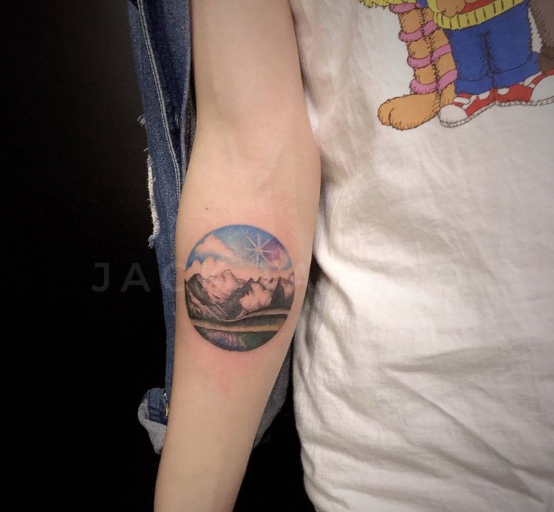 风景水彩图纹身图片