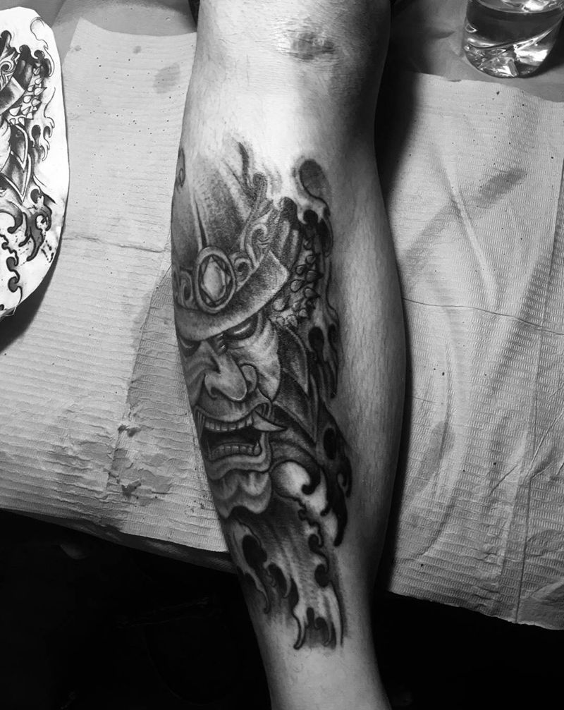 鬼武士纹身图片