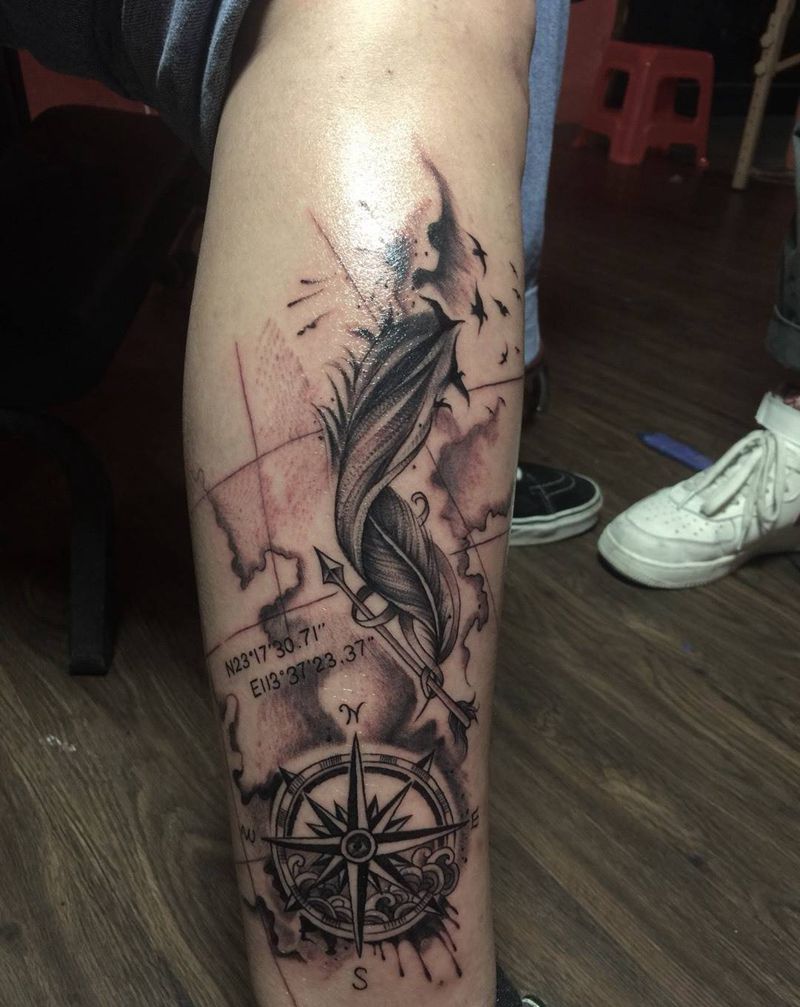 指南针纹身图片