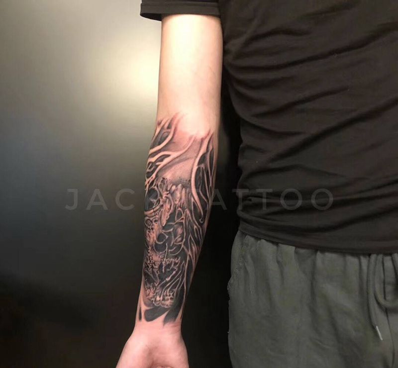 写实骷髅纹身图片