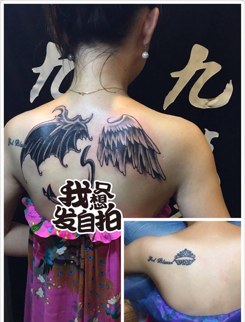 遮盖前后对比纹身图片