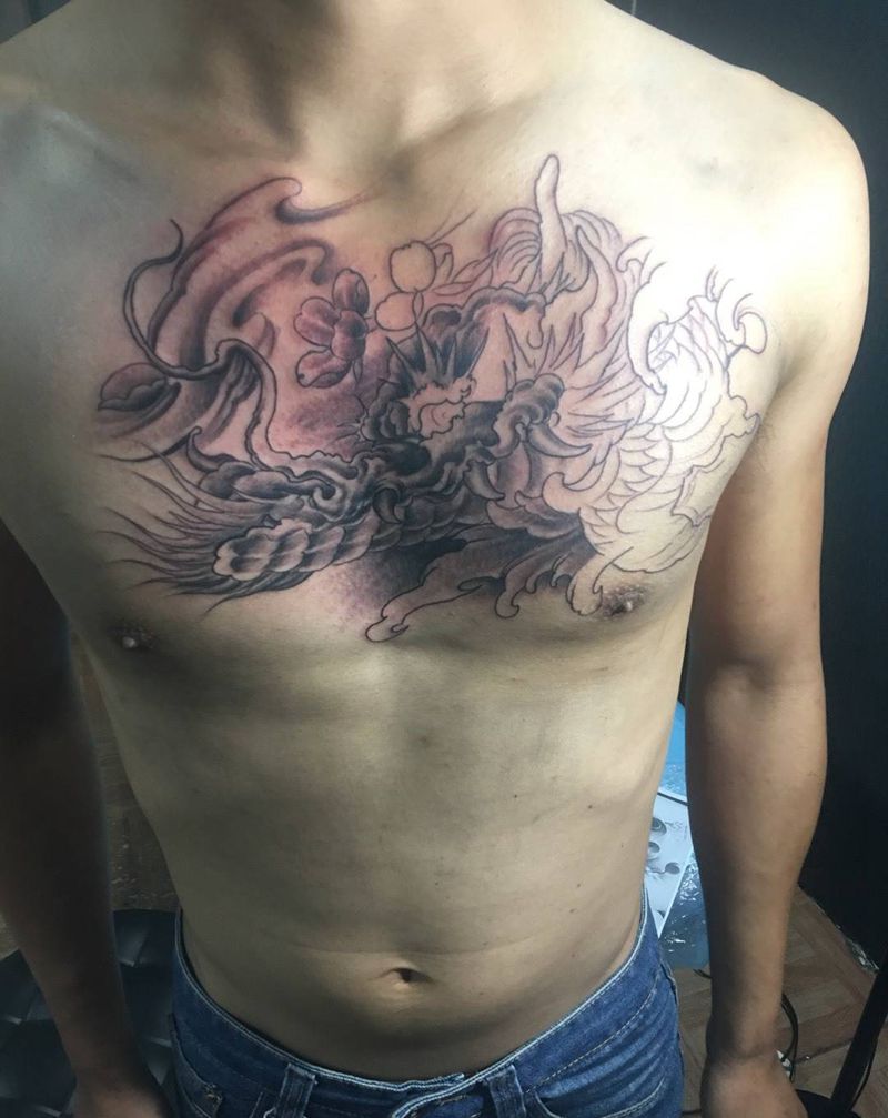 新传统龙头纹身图片