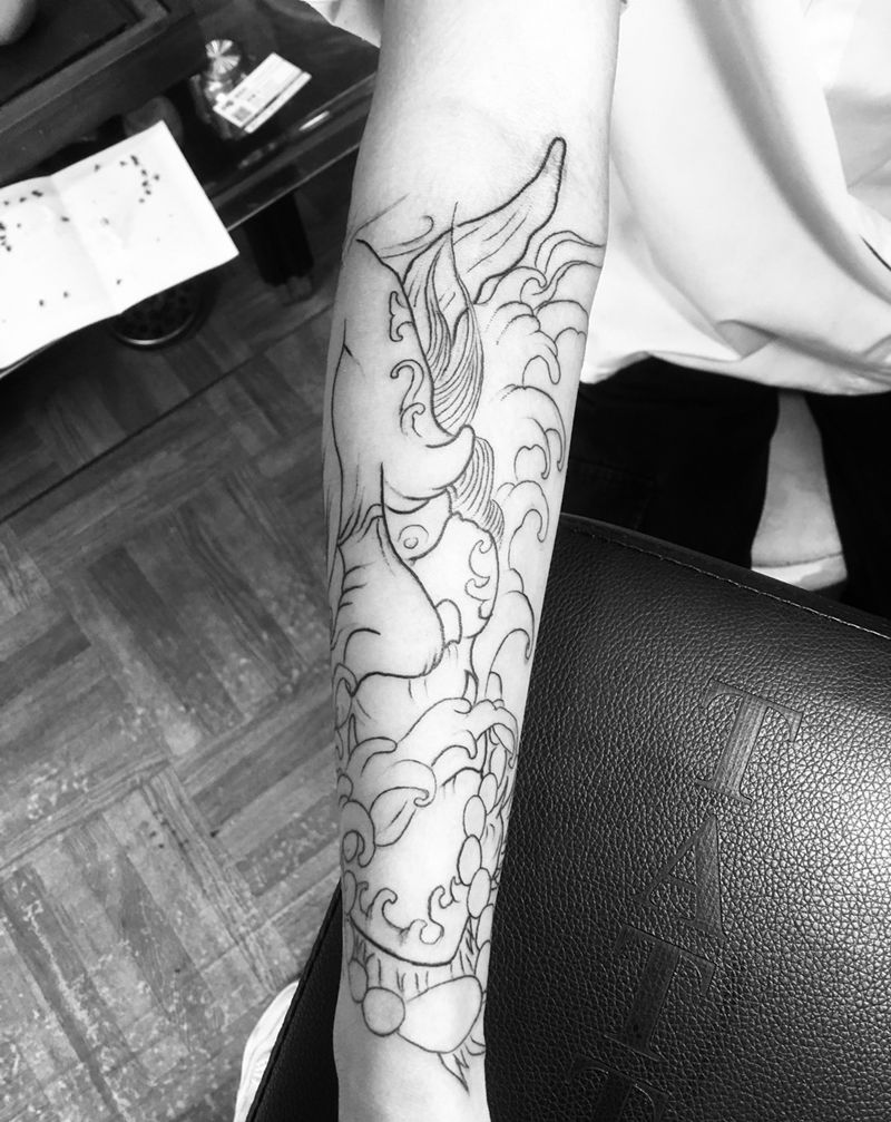 般若线条纹身图片