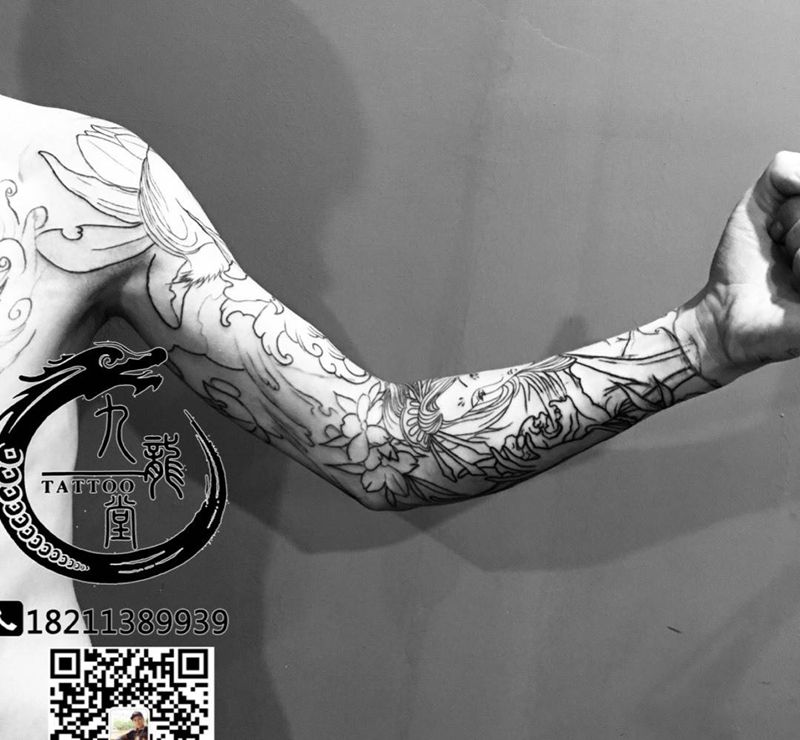 花臂,第一次完纹身图片