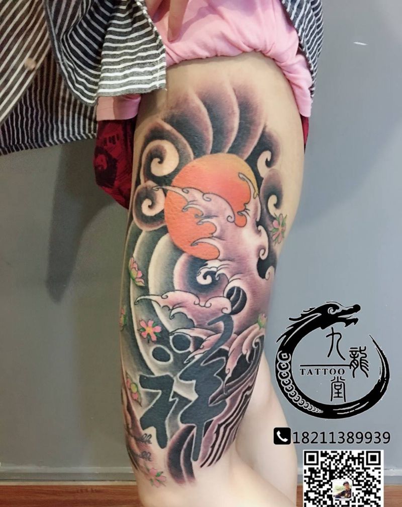 半包腿纹身图片