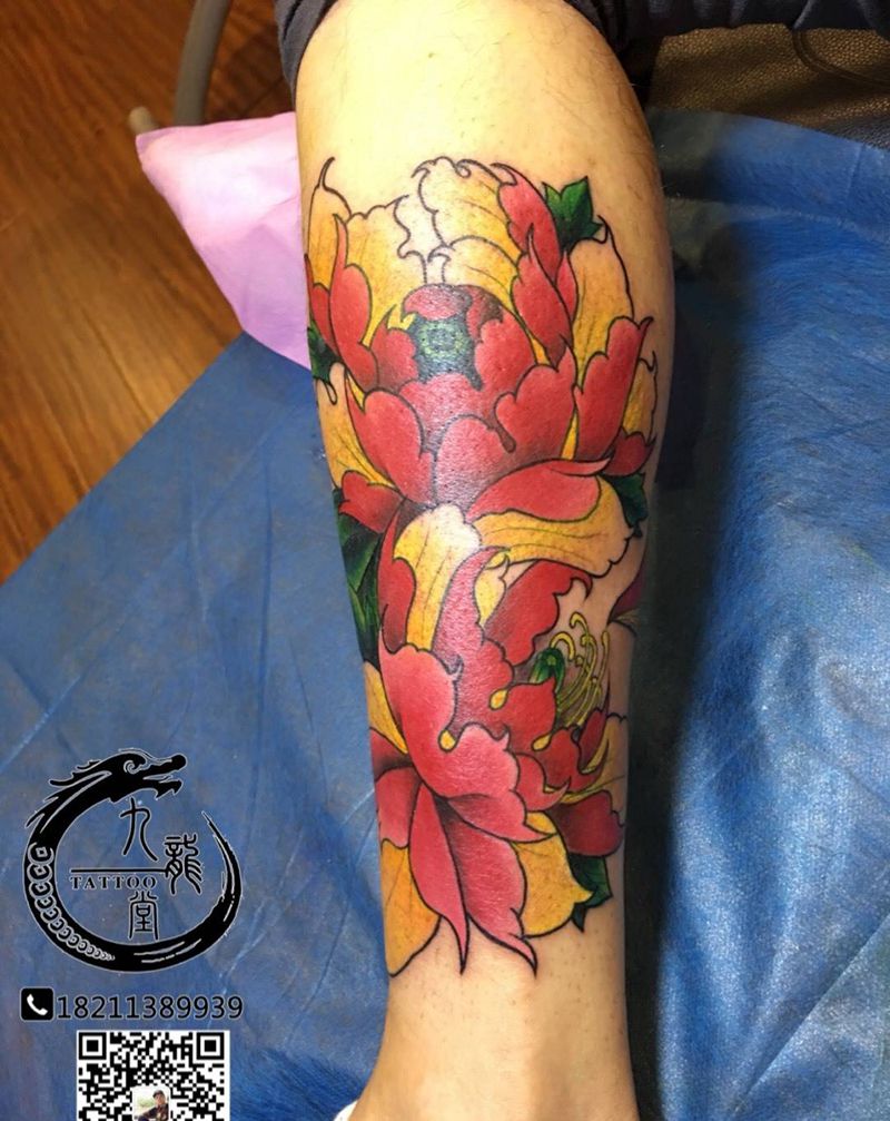 牡丹花纹身图片