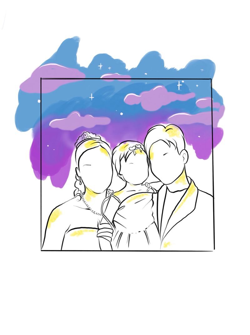 原创家合照纹身图片_手臂几何水彩纹身图案