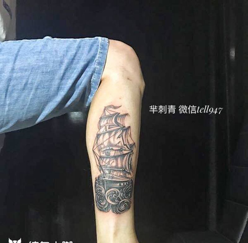 帆船纹身图片