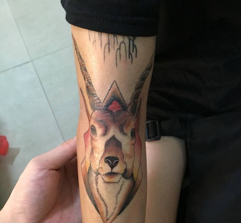 小鹿一枚纹身图片