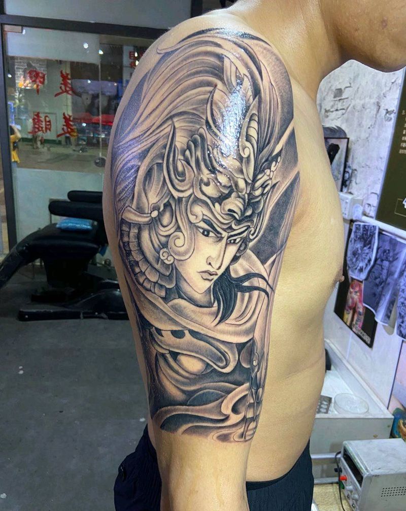 赵子龙大臂纹身纹身图片_手臂新传统纹身图案