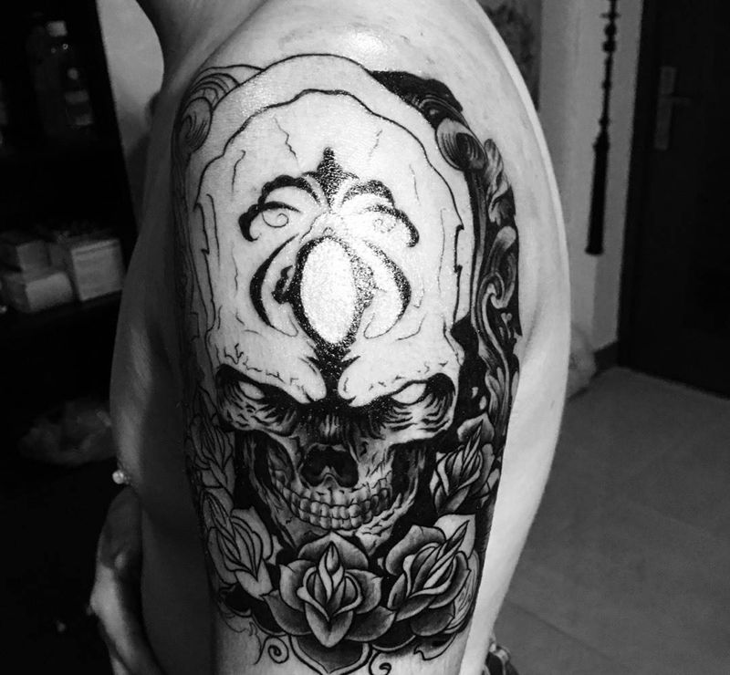 暗黑系骷髅纹身图片