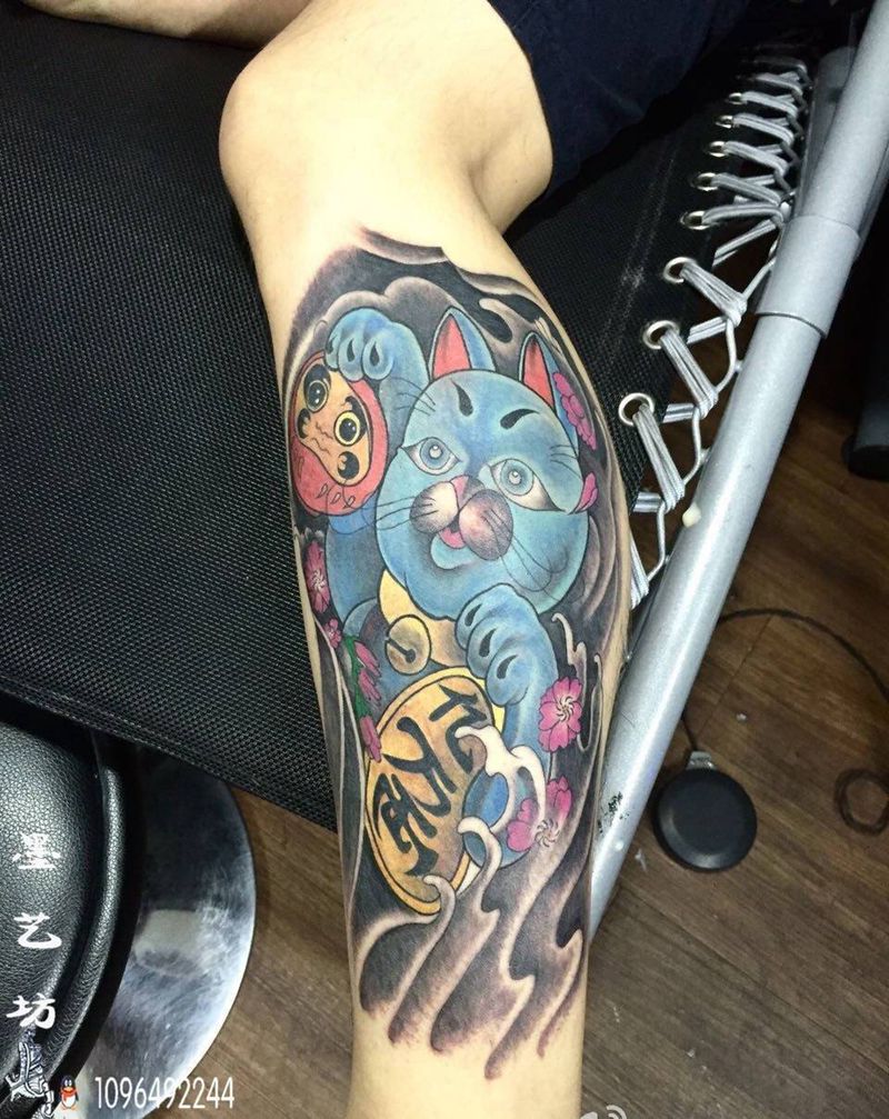 招财猫纹身图片