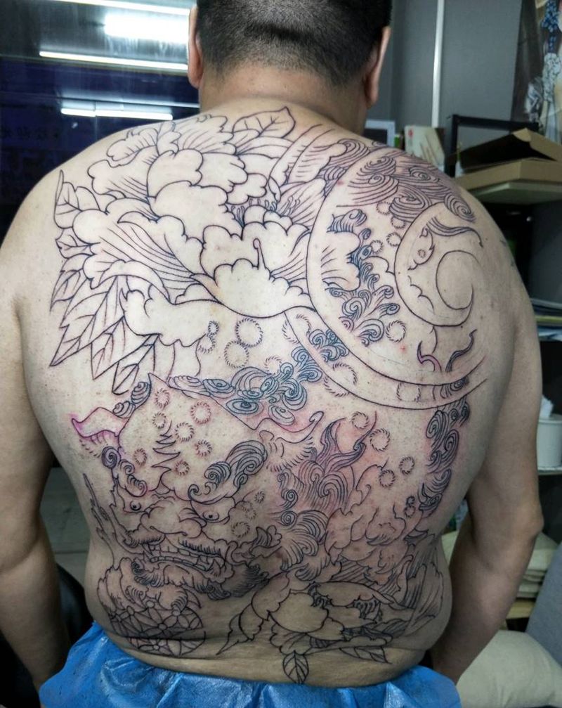 唐狮。下次扩线，纹身图片