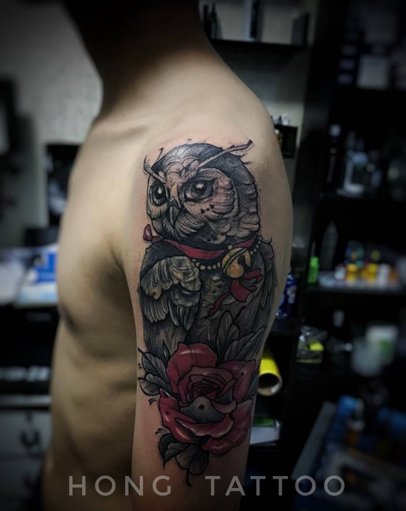 猫头鹰   覆盖作品纹身图片