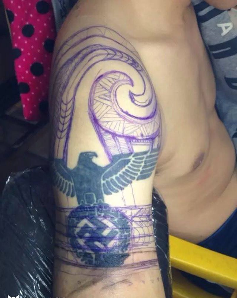 粗犷的几何纹身图片