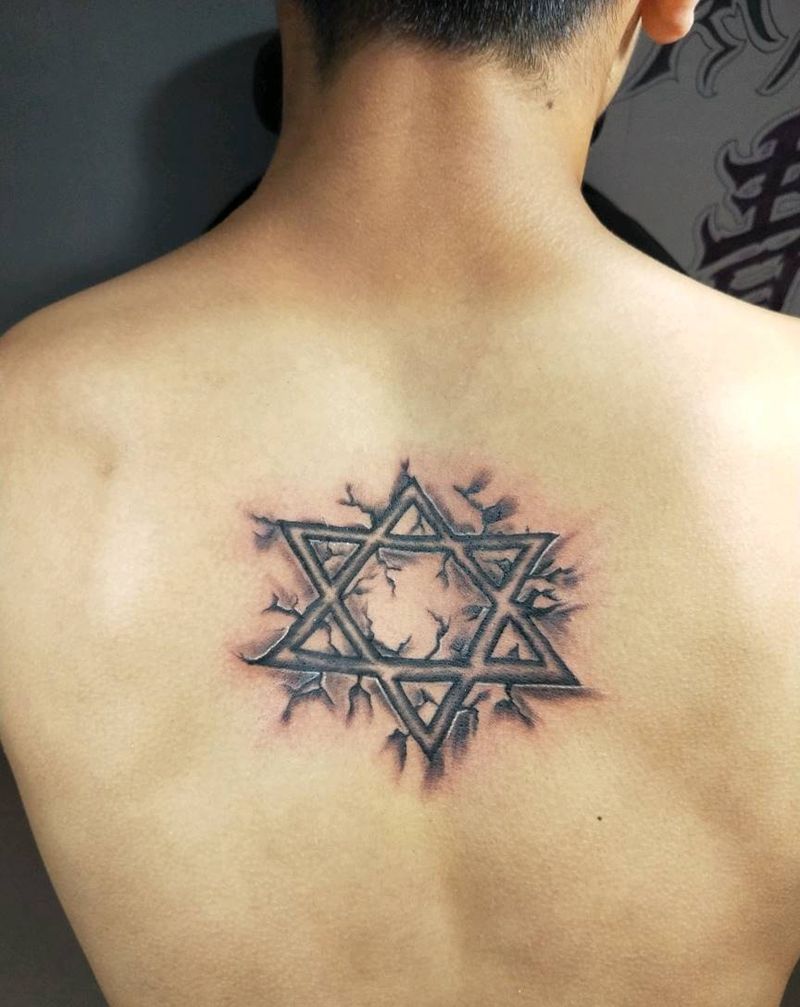 六芒星。纹身图片