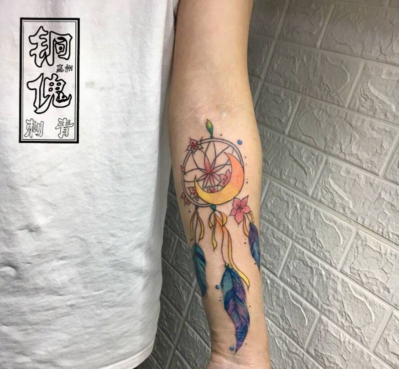 捕梦网纹身图片