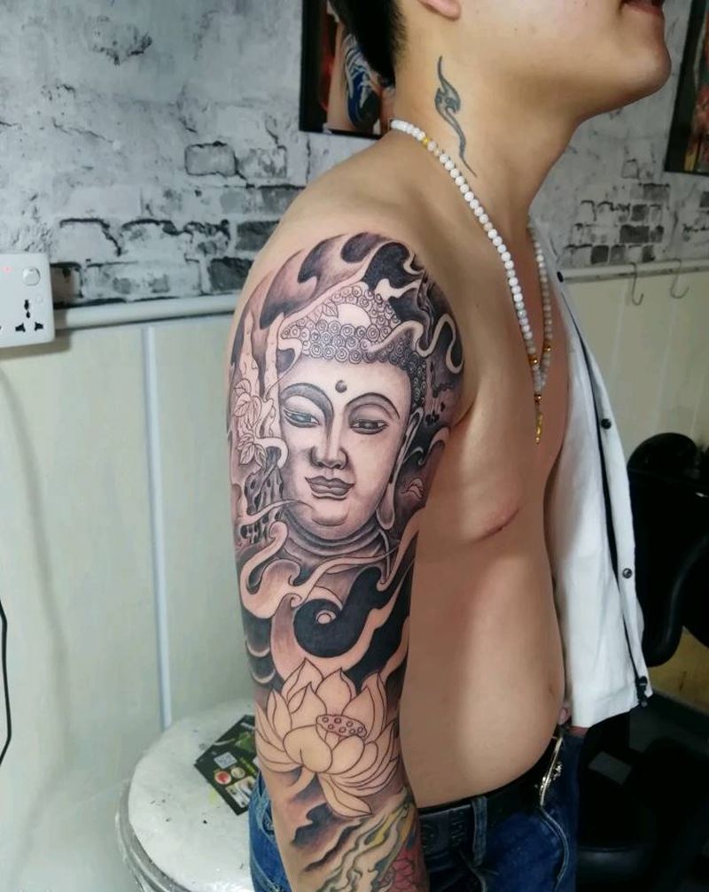 花臂纹身图案。没完成的效果图。纹身图片