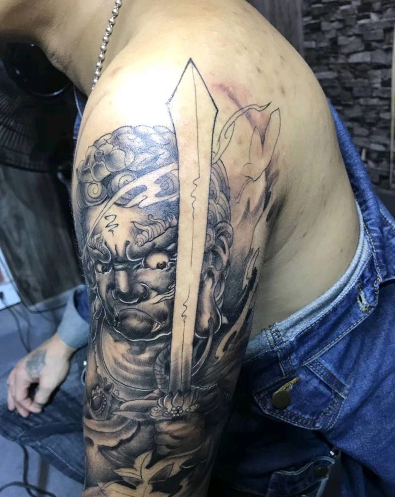 不动明王纹身图片_新传统纹身图案