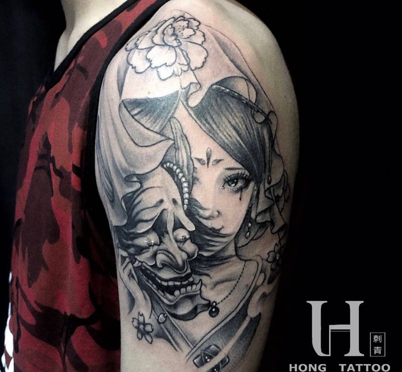 中国风艺妓纹身图片