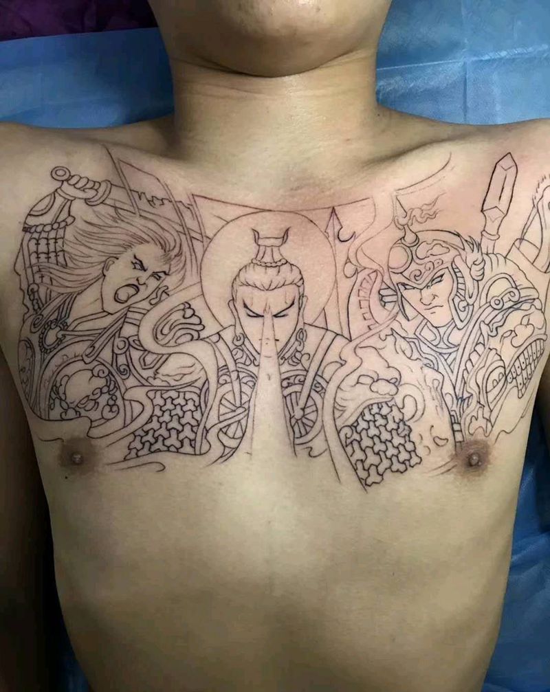 花胸纹身图片_胸部新传统纹身图案