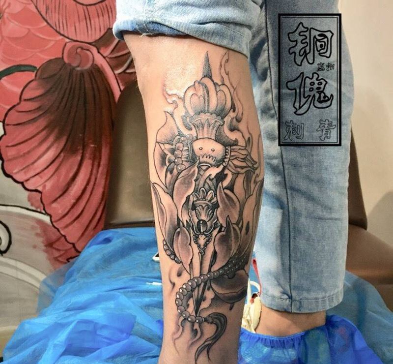 传统降魔杵纹身图片_新传统纹身图案