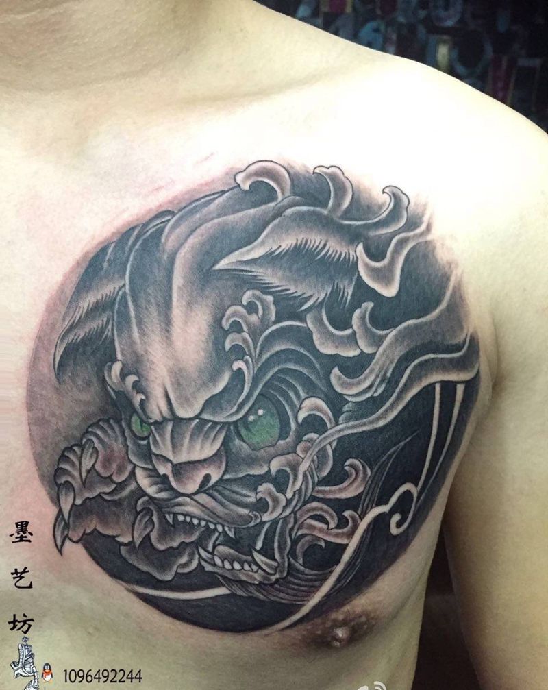 唐狮子纹身图片